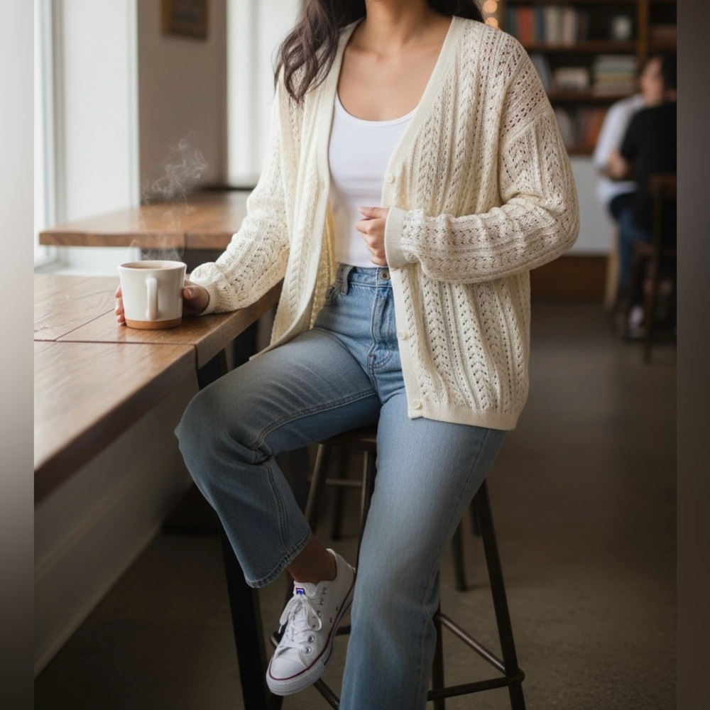Eddie Bauer Cream Women's Crew Neck Sweater